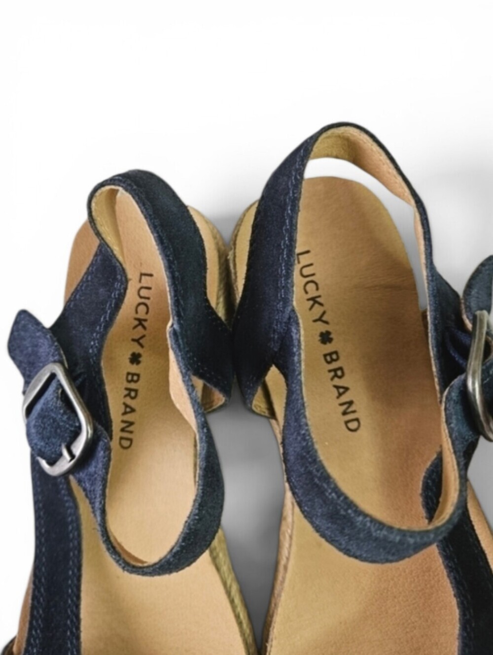 Lucky Brand Gabrien Espadrille Sandals Blue Tan Suede Size 6 - Picture 5 of 11